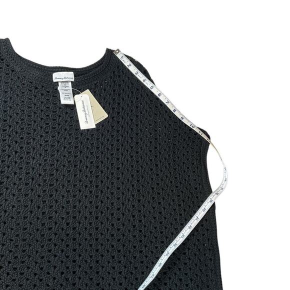 Tommy Bahama Beach Pancho NWT Black Swimsuit Cover Up 100% Cotton Small Tassel - Picture 10 of 12